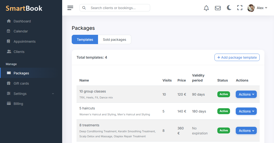 Client packages (visit packs)
