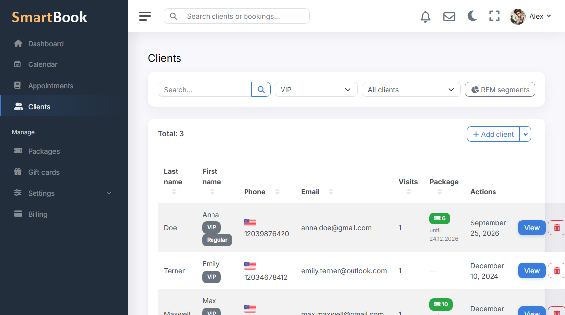 Segments, client tags, and the RFM report