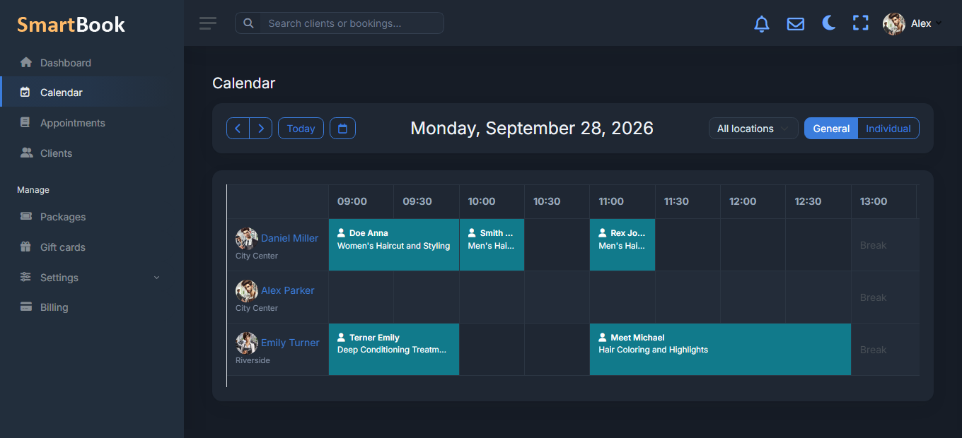 Dashboard dark theme