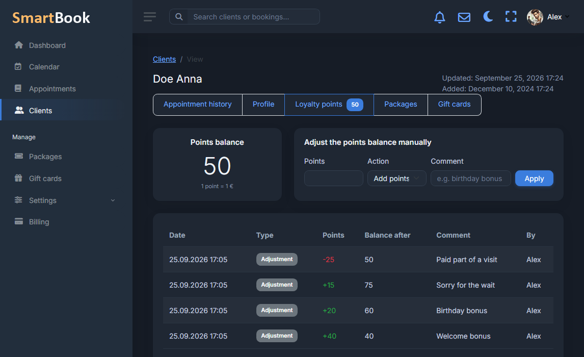 Dashboard dark theme