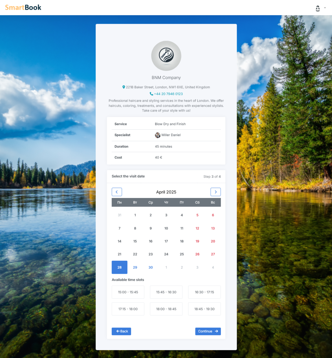 Personalized booking landing page