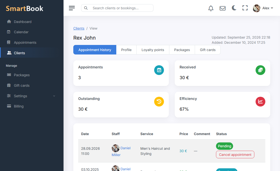Client no-show tracking