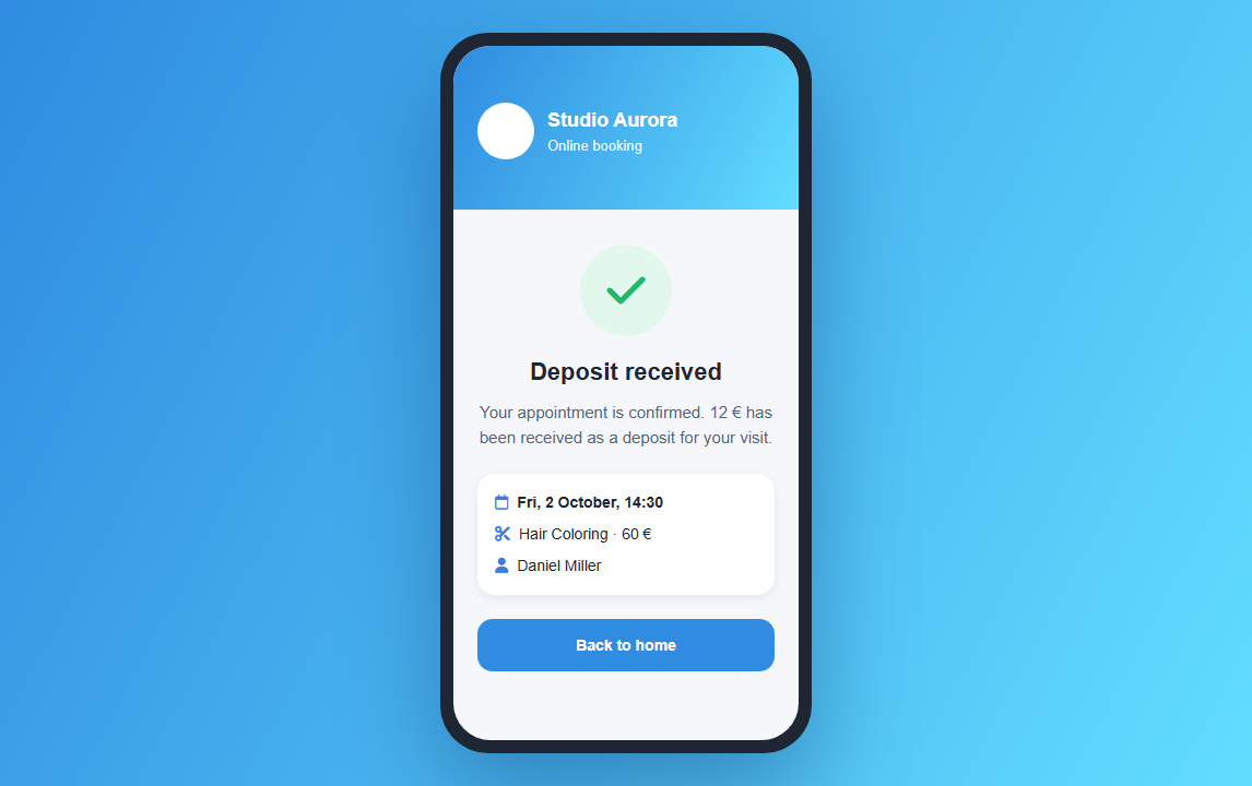 Prepayment and deposit at online booking