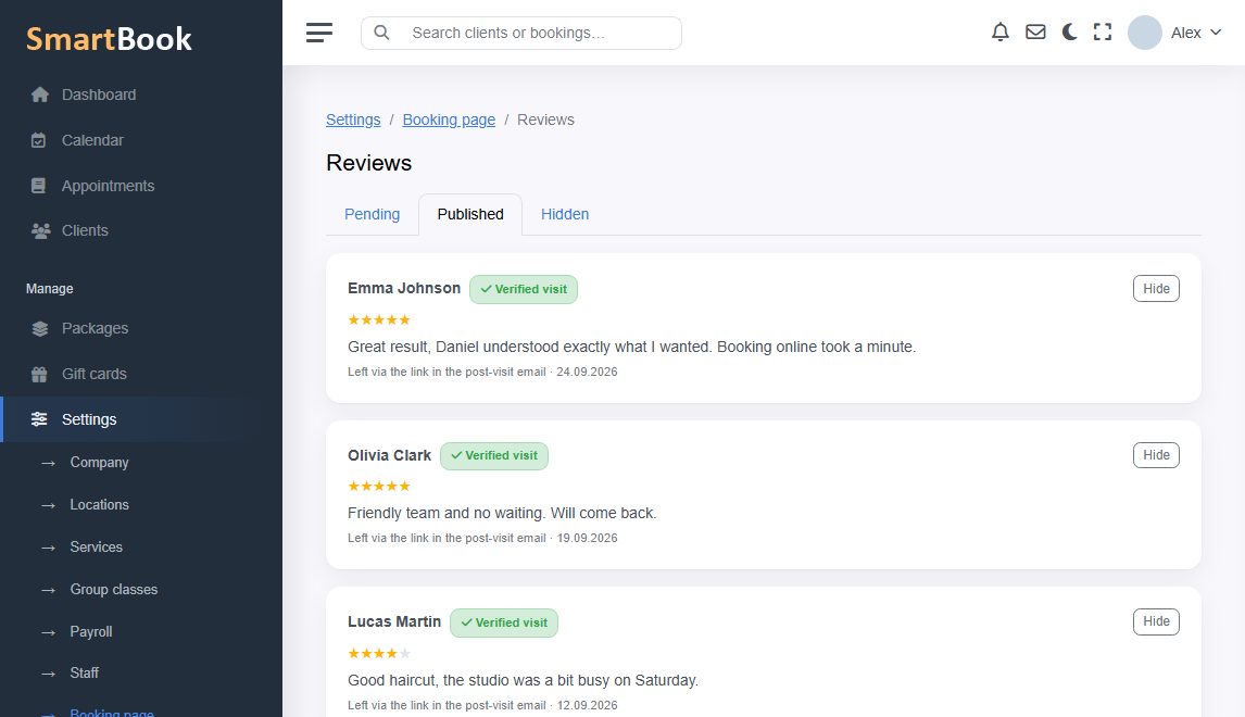 Automatic review request after a visit