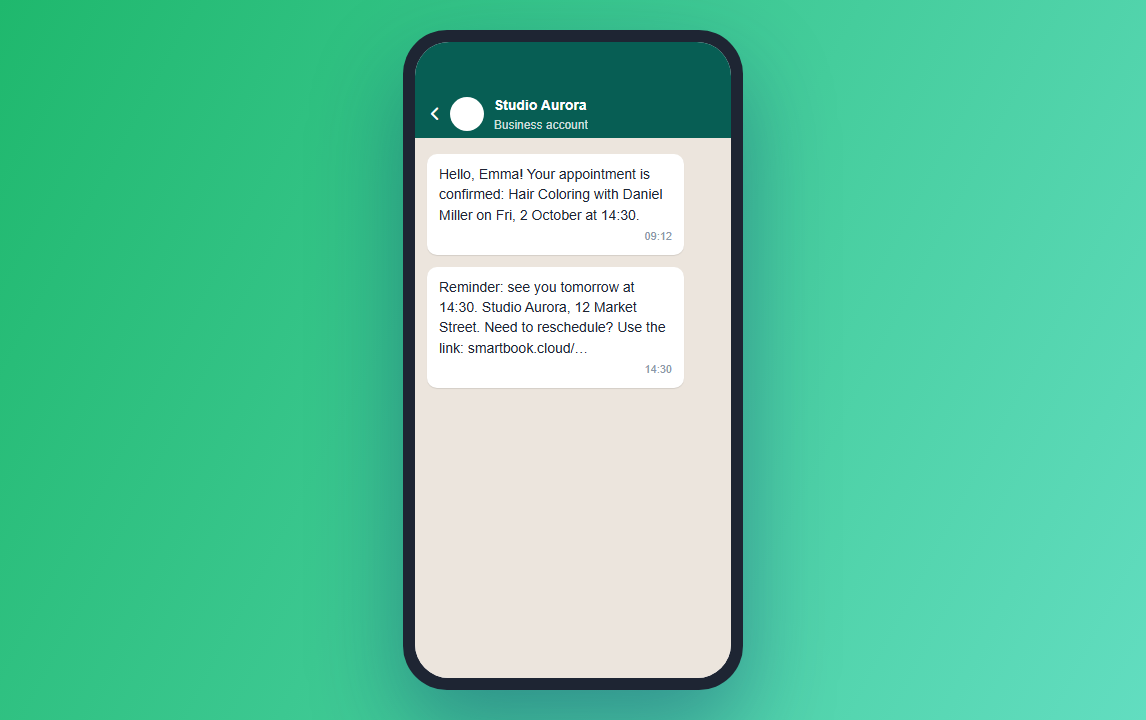WhatsApp notifications for clients